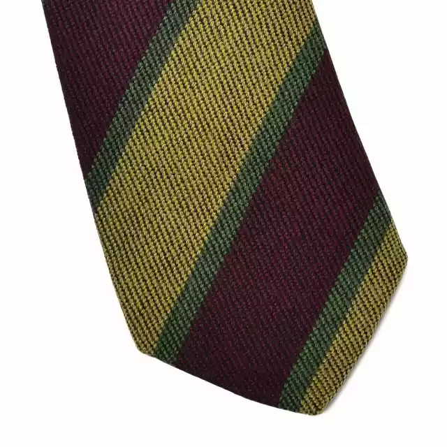 Wełniany Krawat Van Thorn W Żółte I Bordowe Pasy