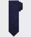 Krawat Wełniano-Jedwabny Koloru Granatowego W Białe Kropki