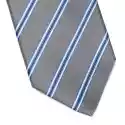 Jedwabny Szary Krawat W Niebieskie Pasy Extra Long Hemley