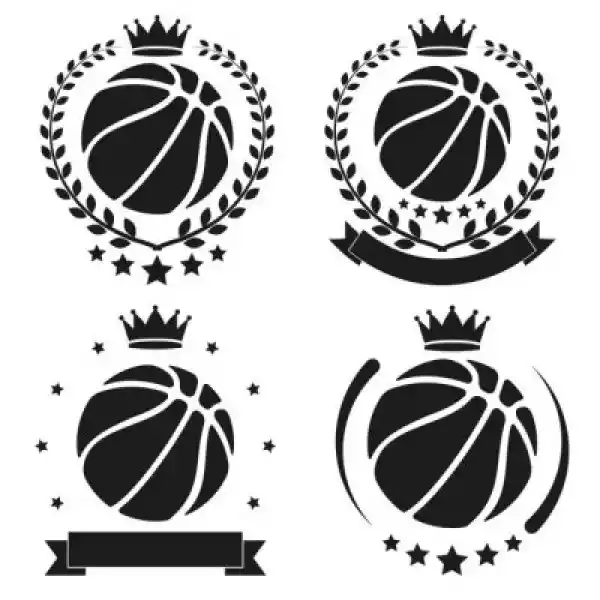 Naklejka Zestaw Vintage Odznaka Koszykówki Klubu I Etykiety