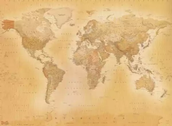 Mapa Świata - Styl Vintage - Fototapeta