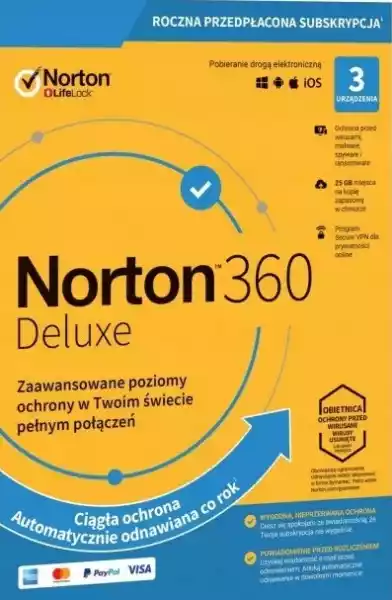 Norton 360 Deluxe 3 Pc 1 Rok + 25Gb + Secure Vpn