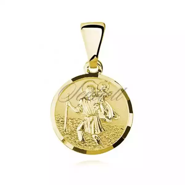 Srebrny Pozłacany Medalik Pr.925 Święty Krzysztof