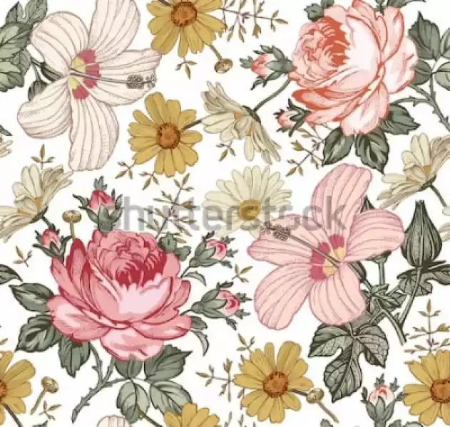 Obraz Wzór. Piękne Różowe Kwitnące Realistyczne Pojedyncze Kwiat