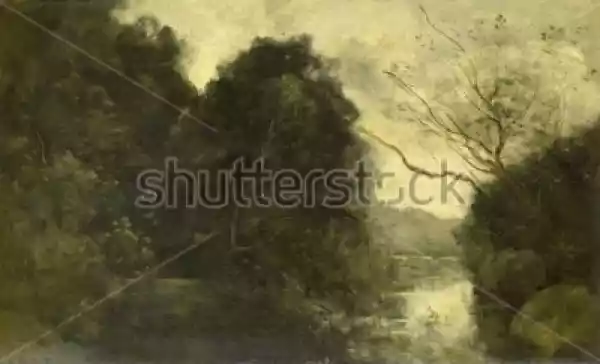 Obraz Pond In The Woods, Camille Corot, 1840-75, Francuskie Mala