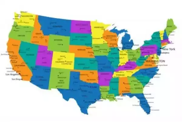 Obraz Kolorowe Stany Zjednoczone Ameryki Polityczna Mapa Wyraźni