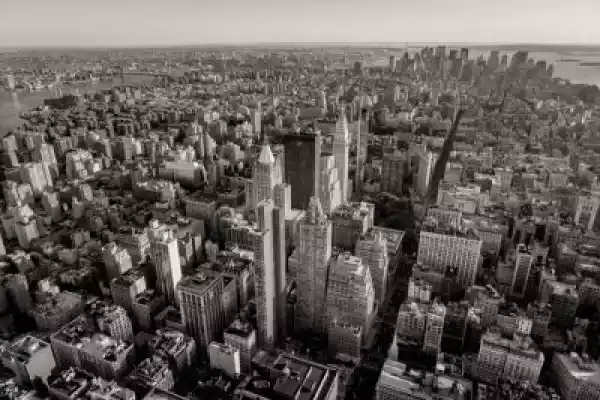 Obraz Czarno-Biały Widok Z Lotu Ptaka Panoramę Miasta Nowy Jork