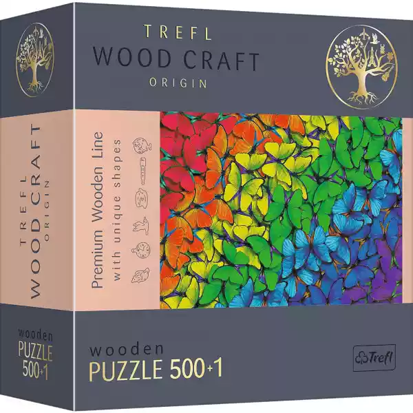 Puzzle 500+1 Drewniane Tęczowe Motyle 20159 -
