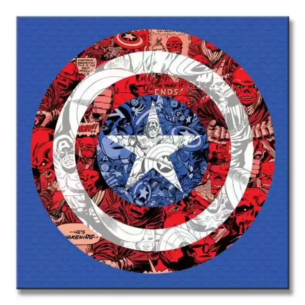 Marvel (Captain America Shield Collage) - Obraz Na Płótnie