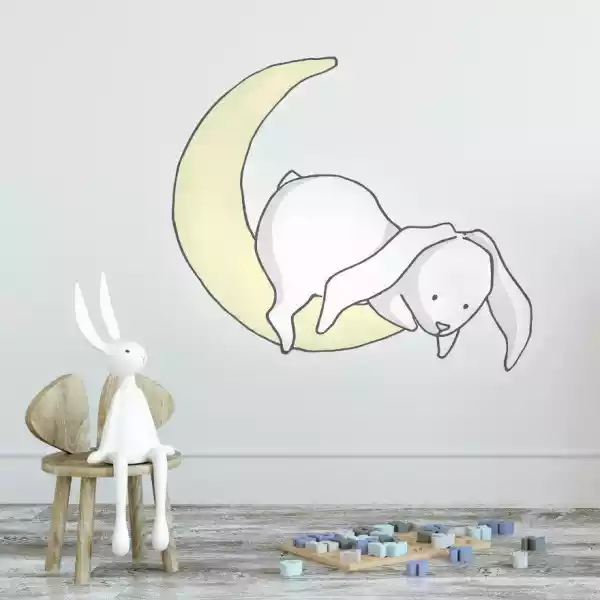 Naklejka Na Ścianę - Rabbit Moon , Wymiary Naklejki - Szer. 60Cm
