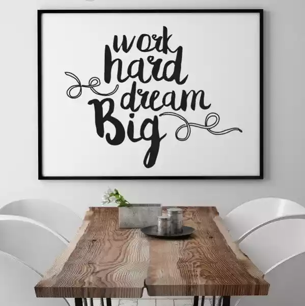 Work Hard Dream Big - Plakat Motywacyjny W Ramie , Wymiary - 20C
