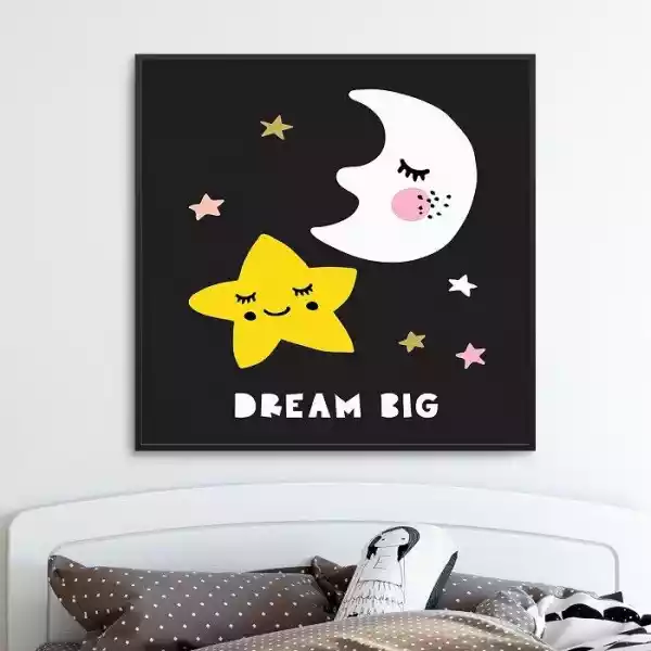 Dream Big Moon - Plakat Dla Dzieci , Wymiary - 30Cm X 30Cm, Kolo