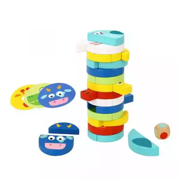 Tooky Toy Jenga Dla Dzieci Klocki Zwierzęta Gra Zręcznościowa