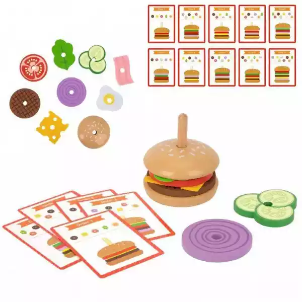 Tooky Toy Restauracja Duży Drewniany Burger Układanka Dla Dzieci
