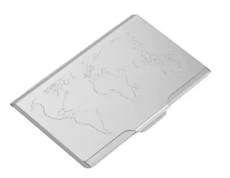 Aluminiowe Etui Na Wizytówki Mapa Świata Stalowy Troika