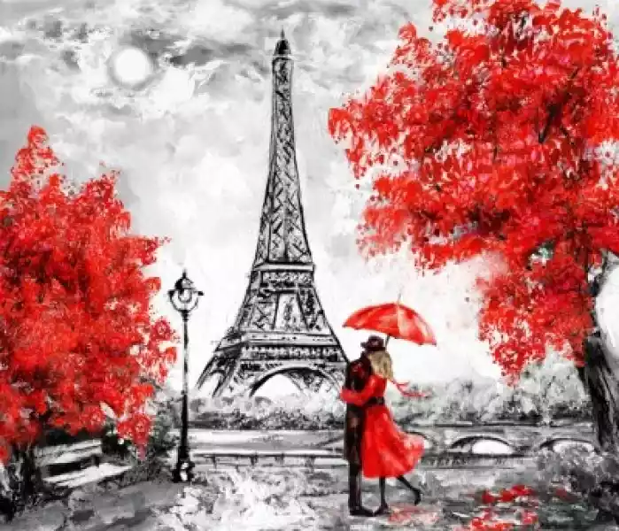 Plakat Obraz Olejny, Paryż. Europejski Krajobraz Miasta. Francja