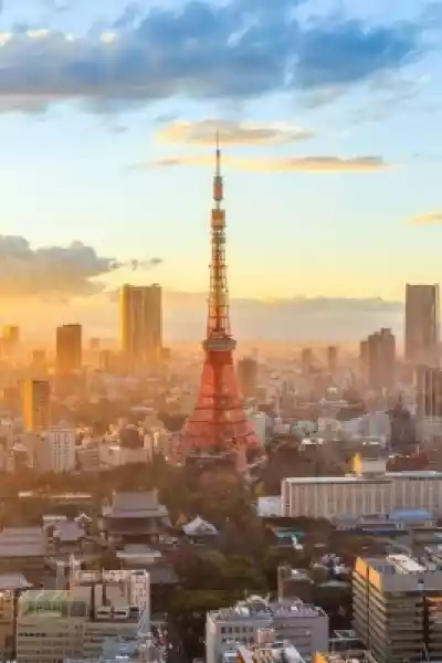 Plakat Tokio Panoramę Miasta Na Zachód Słońca W Tokio