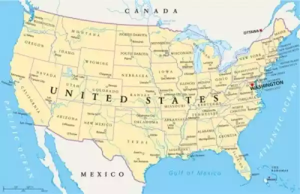 Plakat Stany Zjednoczone Ameryki Polityczna Mapa Pojedynczych Pa