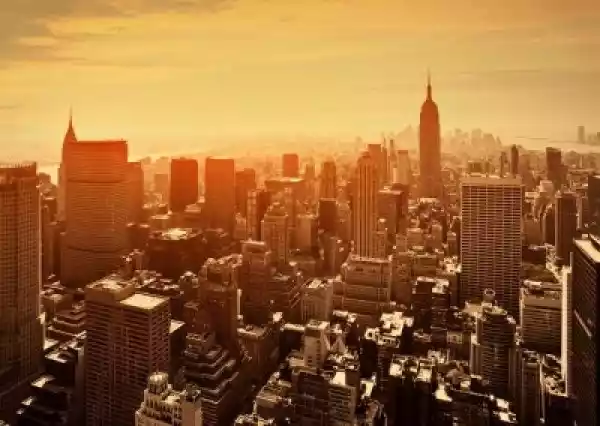 Plakat Zachód Słońca Na Manhattanie W Nowym Jorku