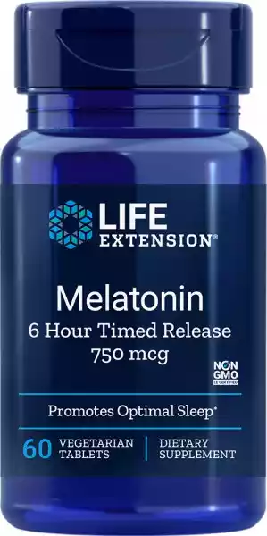 Life Extension − Melatonin 750 Mcg 6 Hour Time Release − 60 Tabl