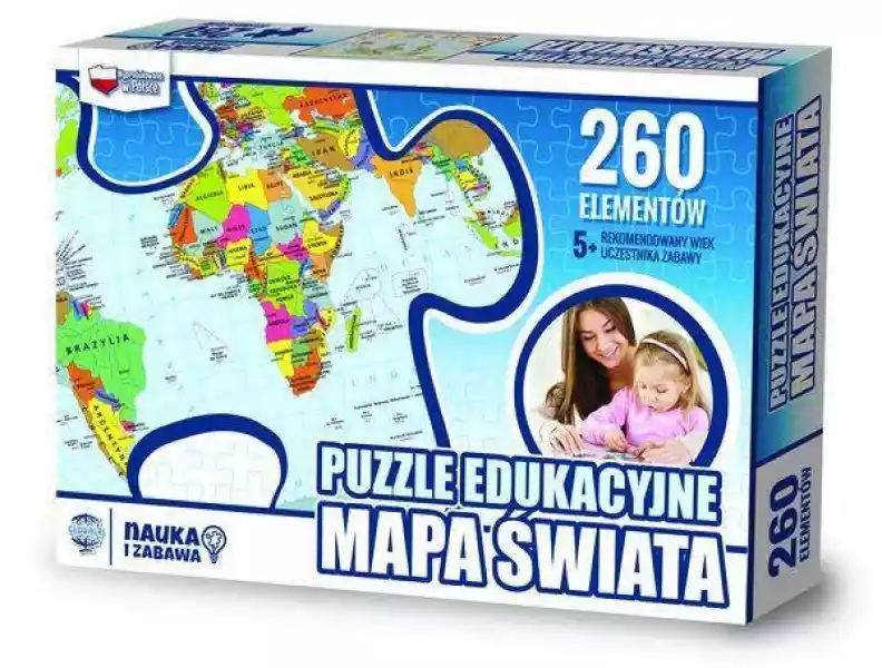 Puzzle 260 Edukacyjne Mapa Świata -