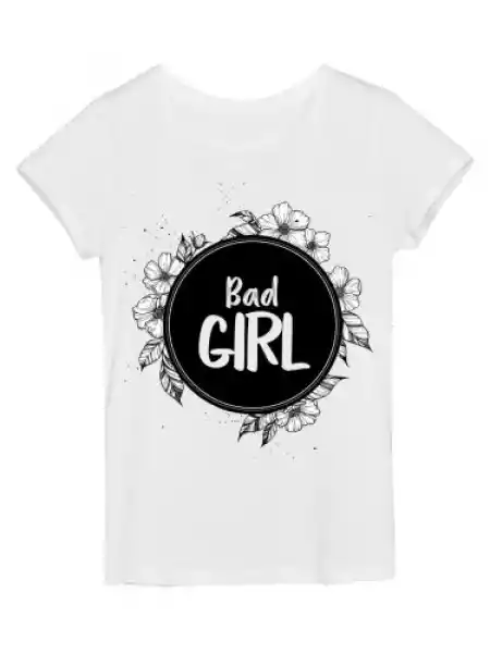Koszulka Damska Bad Girl+ Kółko Z Kwiatkami