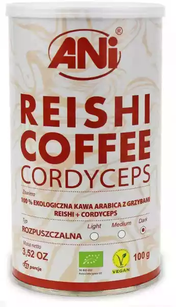 Kawa Rozpuszczalna Arabica Z Grzybami Reishi + Cordyceps Bio 100