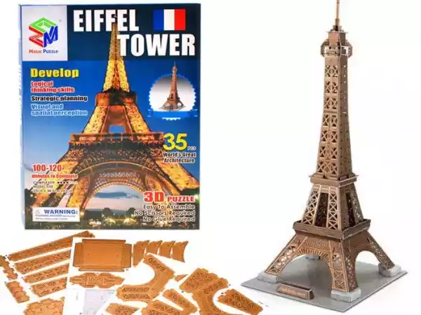 Puzzle Przestrzenne 3D: Wieża Eiffla - 35 Elementy