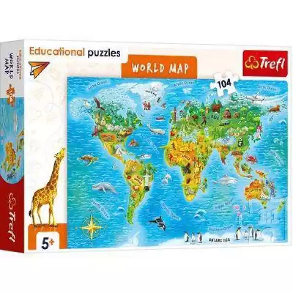 Puzzle 104 Edukacyjne Mapa Świata Wersja Angielska 15570 -