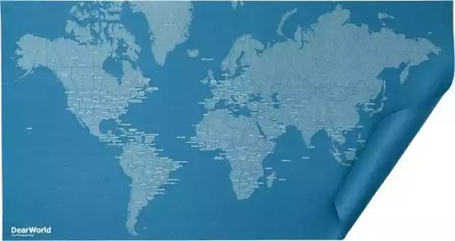 Dekoracja Ścienna Dear World Mapa Świata Niebieskie Z Nazwami Pa