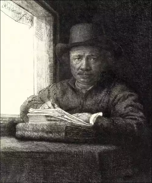 Self Portrait Drawing At A Window, Rembrandt - Plakat Wymiar Do 