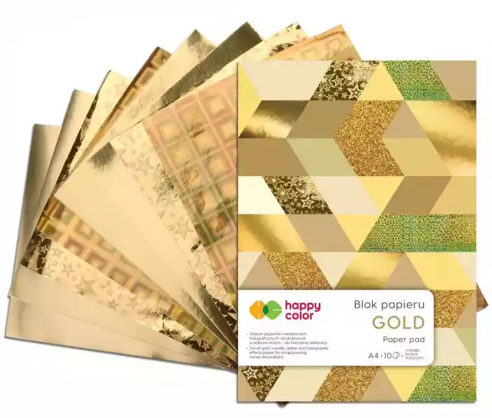 Blok A4 Gold Happy Color Z Motywami W Kolorze Złotym 10 Kartek