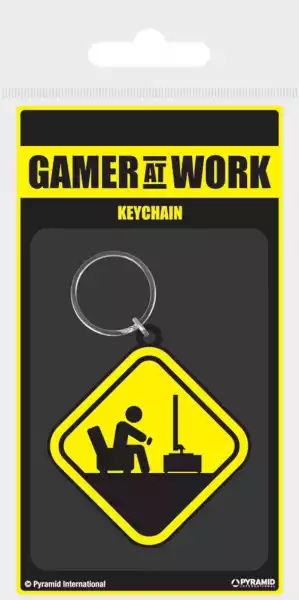 Gamer At Work Caution Sign - Brelok