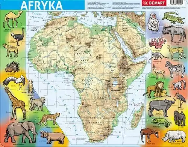 Puzzle 72 Ramkowe. Afryka Mapa Fizyczna -