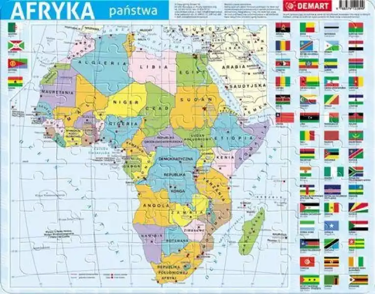 Puzzle 72 Ramkowe. Afryka Mapa Polityczna -