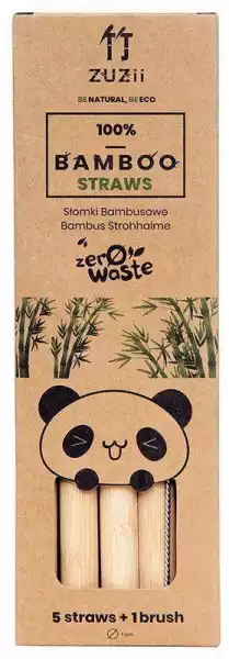 Wielorazowe Słomki Bambusowe Duże Z Czyścikiem 5 Szt.+ Czyścik