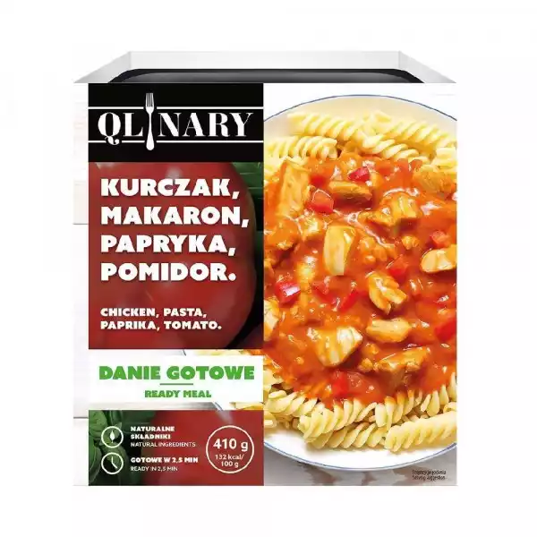 Qlinary − Kurczak Z Makaronem W Sosie Z Papryką I Pomidorami − 410 G