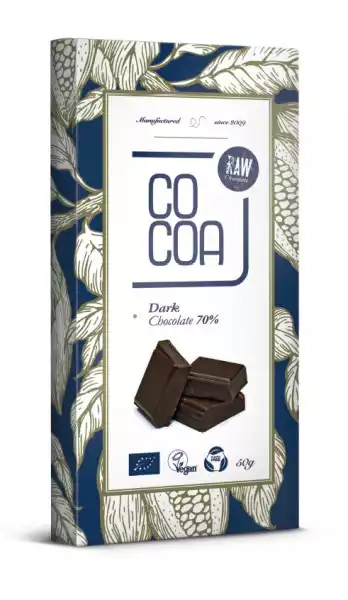 Cocoa − Czekolada Surowa Klasyczna Gorzka 70 % Bio − 50 G