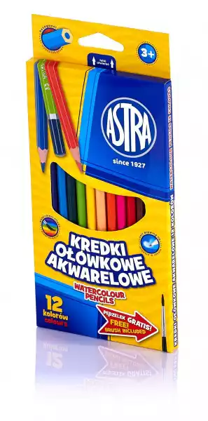 Kredki Ołówkowe 12 Kolorów Akwarelowe Astra