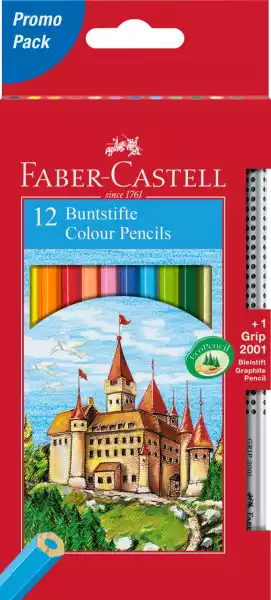 Kredki Zamek Faber-Castell, 12 Kolorów + Ołówek Grip