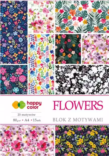 Blok Z Motywami A4 Flowers Happy Color 15 Kartek Dla Kreatywnych