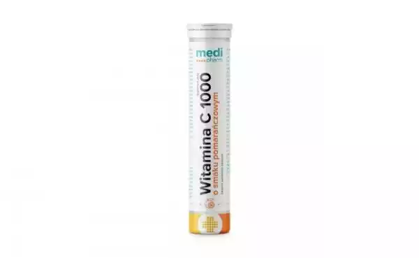 Medi Pharm − Witamina C 1000 Mg O Smaku Pomarańczowym − 20 Tab.