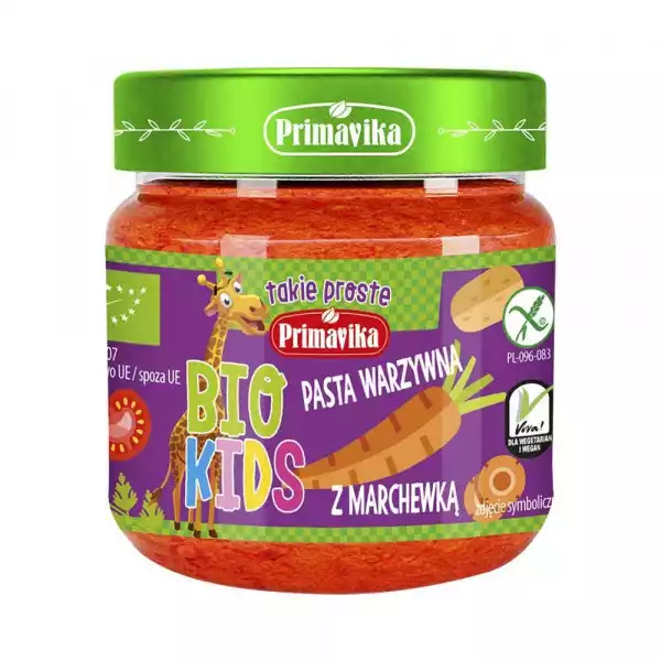 Primavika − Bio Kids, Pasta Warzywna Z Marchewką Bezglutenowa Bio − 160 G