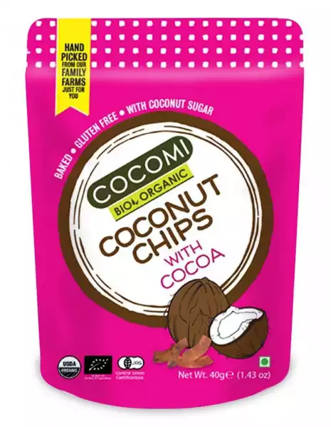 Chipsy Kokosowe Z Kakao Prażone Bezglutenowe Bio 40 G - Cocomi