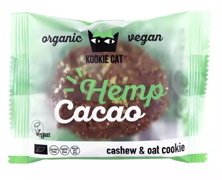 Ciastko Wegańskie Z Nasionami Konopi I Kakao Bezglutenowe Bio 50 G - Kookie Cat