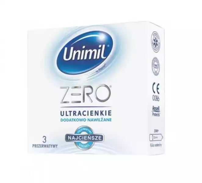 Unimil − Zero, Lateksowe Prezerwatywy − 3 Szt.