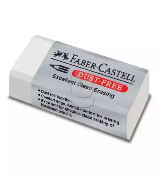 Gumka Do Ścierania Ołówków I Kredek Dust Free Plastikowa Biała Mała Faber-Castell