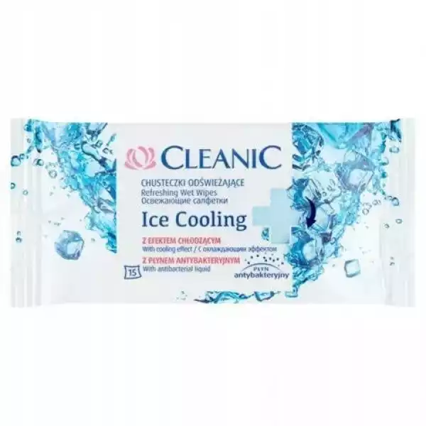 Cleanic – Ice Cooling, Chusteczki Odświeżające Z Efektem Chłodzącym – 15 Szt.