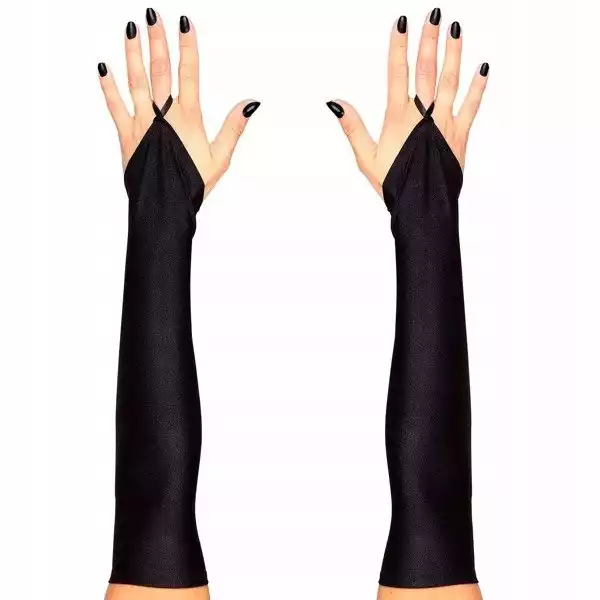 Rękawiczki Czarne Długie Satynowe Glamour