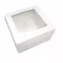 Pudełko Wysokie Na Tort Z Oknem Białe 35X35X19 Cm